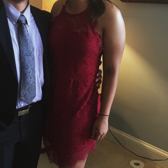 Free People Red Lace Button Back Dress - Picture 5 of 5